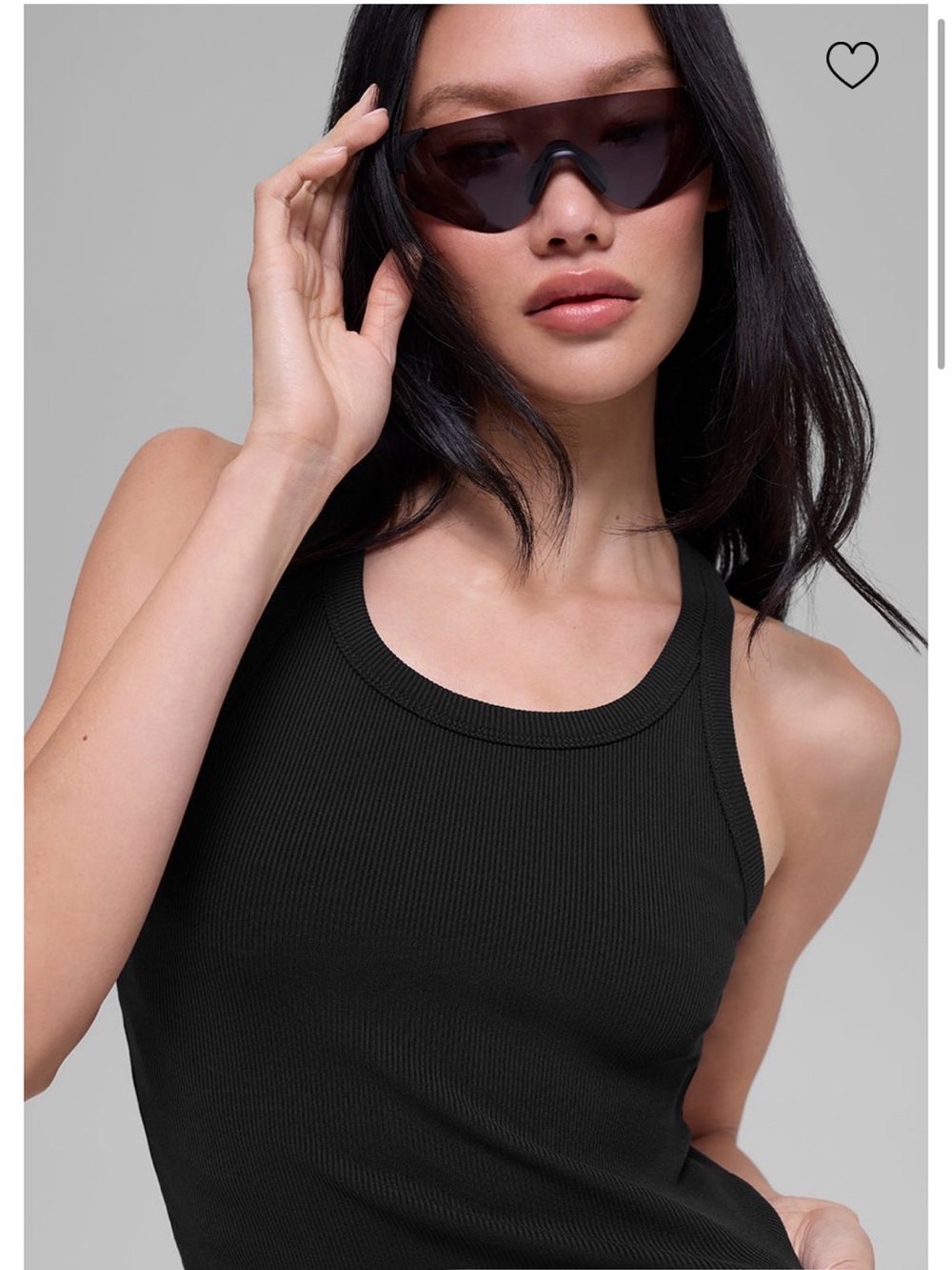 ALO Yoga Black Ribbed Goddess Tank